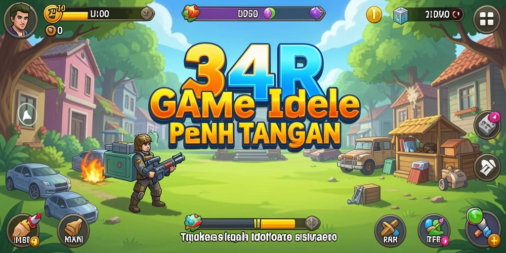 Tampilan gameplay 34R yang penuh warna dan menarik.