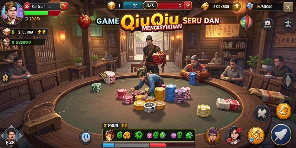 Screenshot gameplay 8ZK yang menunjukkan aksi seru permainan QiuQiu.
