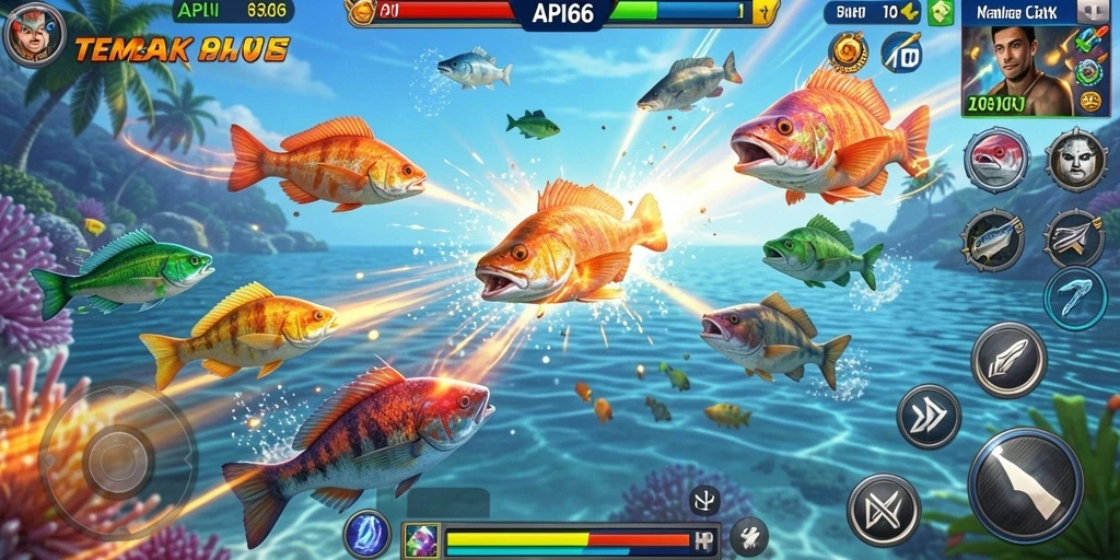 Tampilan gameplay menarik dari API66 saat menembak ikan besar.