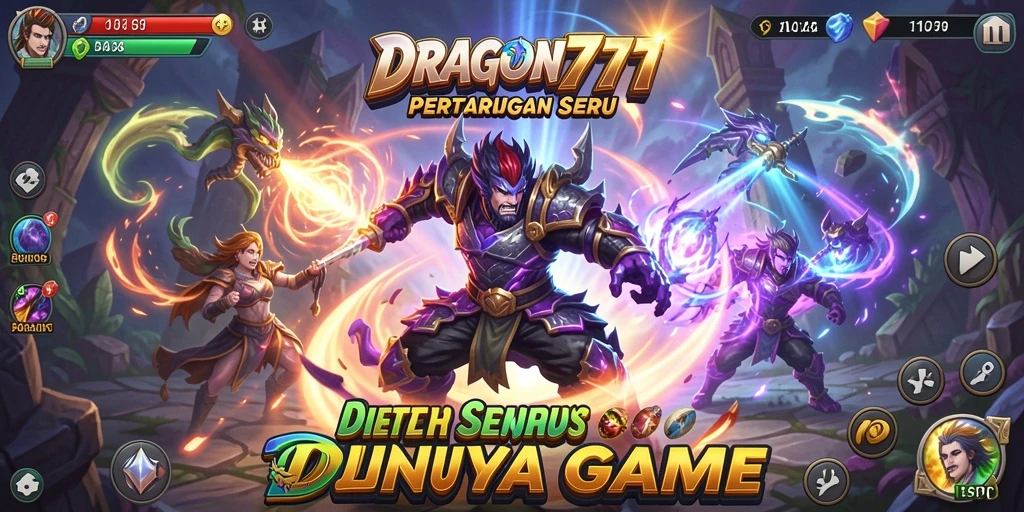 Screenshot gameplay <strong>DRAGON777</strong> menunjukkan aksi pertarungan yang mendebarkan.