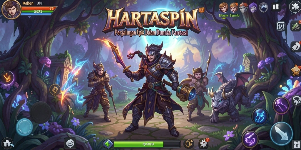 Tampilan gameplay HARTASPIN dengan karakter dan lingkungan menyeramkan.