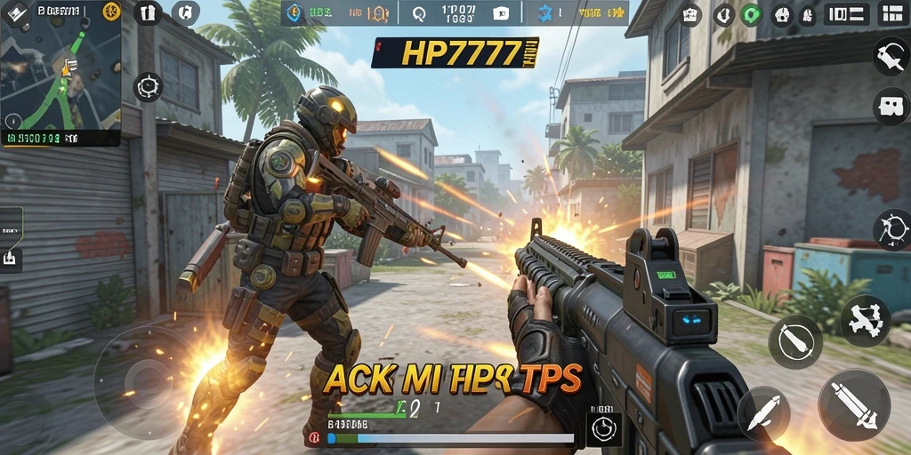 Tampilan gameplay menarik dalam HP777 dengan aksi TPS yang mendebarkan.