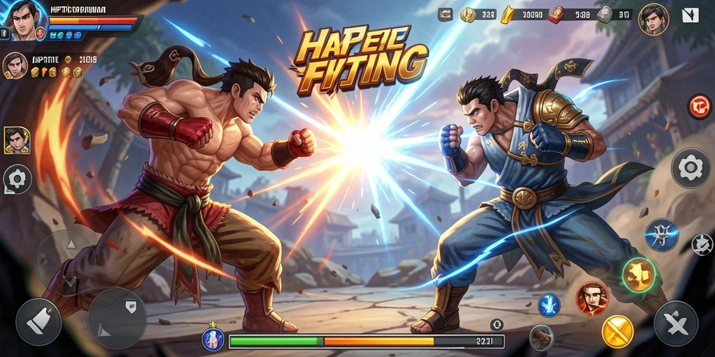 Screenshot HPTOTO menunjukkan pertarungan seru dengan karakter yang menonjol.