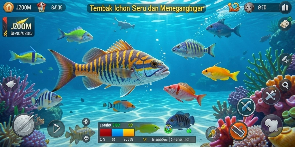 Screenshot gameplay J200M menampilkan suasana seru Tembak Ikan.