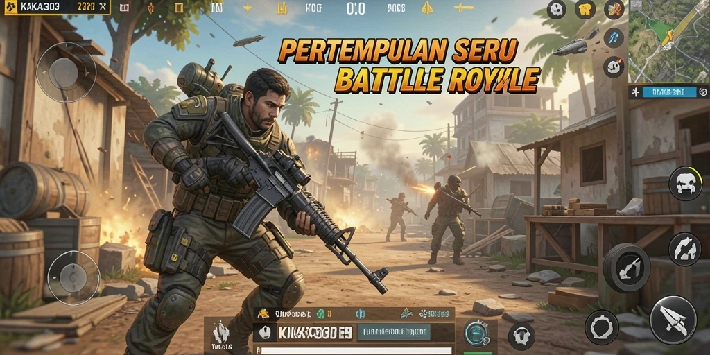 Tampilan seru gameplay KAKA303 dalam pertempuran Battle Royale.