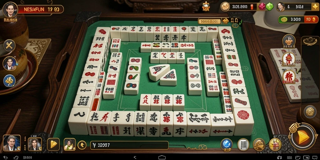 Tampilan gameplay seru NESIAFUN dengan berbagai ubin Mahjong.