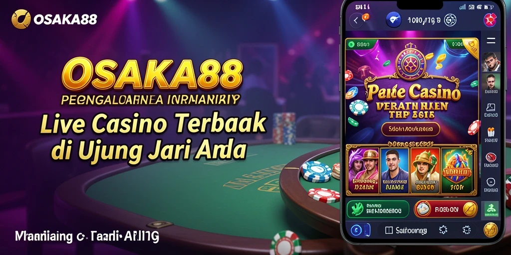 Screenshot utama OSAKA88 menampilkan dealer langsung dan suasana permainan yang mendebarkan.