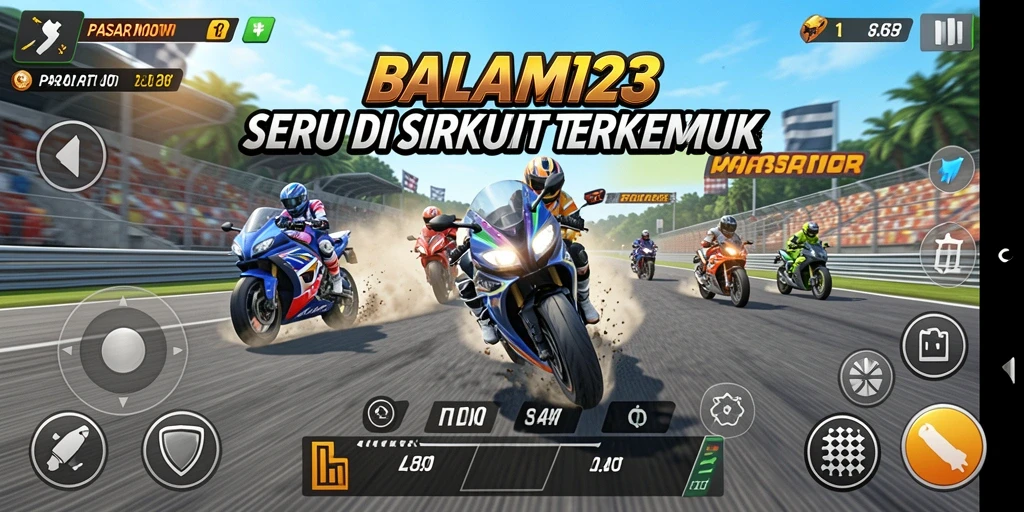 Tampilan gameplay PASAR123 yang menakjubkan di sirkuit balap.