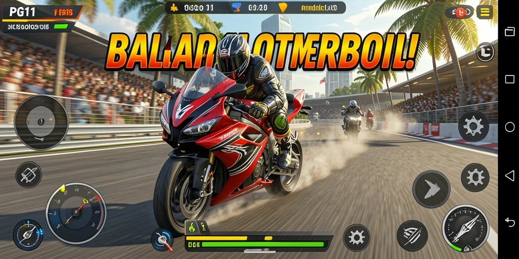 Tampilan menakjubkan dari balapan motor yang mendebarkan.
