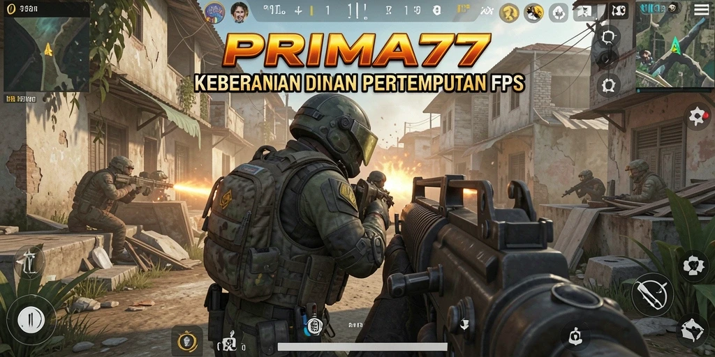 Tampilan seru gameplay PRIMA77 dengan aksi menembak mendebarkan.