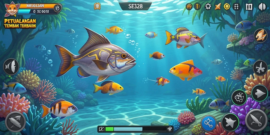 Capture gameplay fast-paced Tembak Ikan dengan aksi menarik.